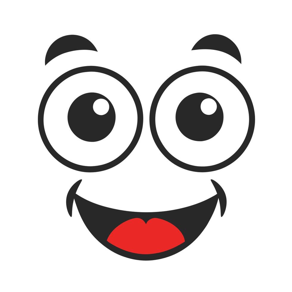 Simple Cartoon Face Illustration with Wide Smile vector
