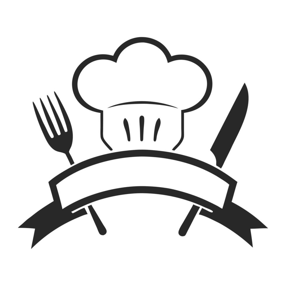 Culinary Emblem with Chef Hat and Cutlery for Restaurant Logos. vector