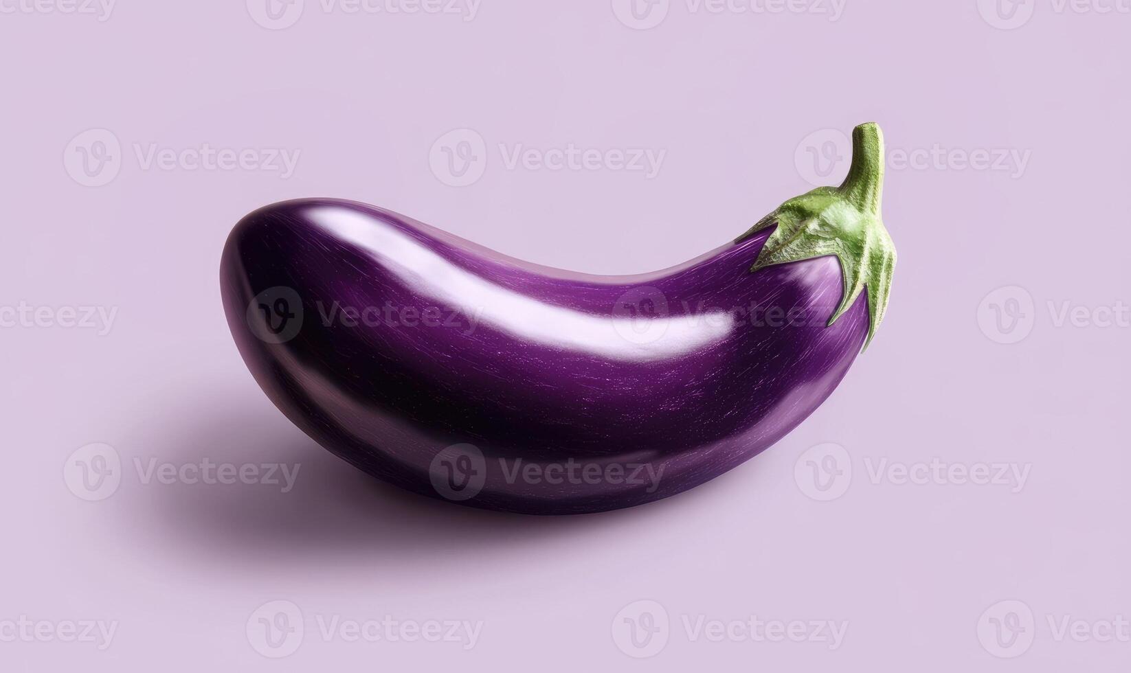 Fresh purple eggplant on a light background highlighting its smooth texture and shape photo