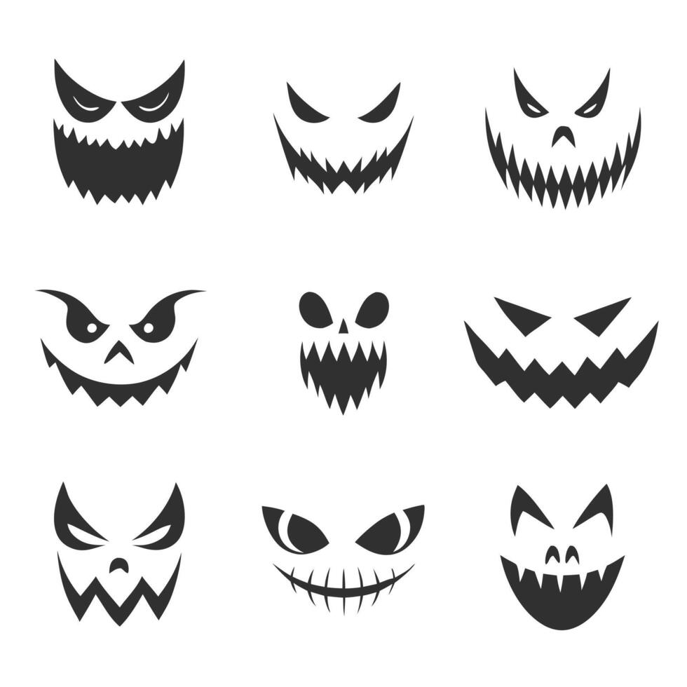 Evil Monster Faces Collection for Halloween Art vector