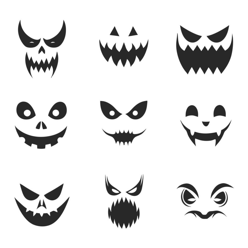 Scary Monster Faces Art for Halloween Decorations vector
