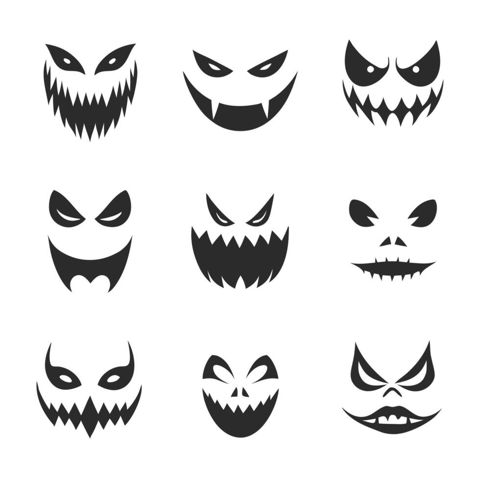 Creepy Monster Faces Set for Halloween vector