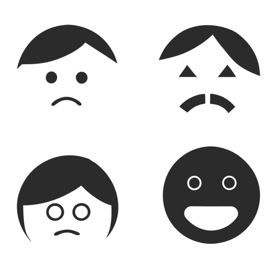 Geometric Face Icons - Simple, Bold Emotions for Modern Designs vector