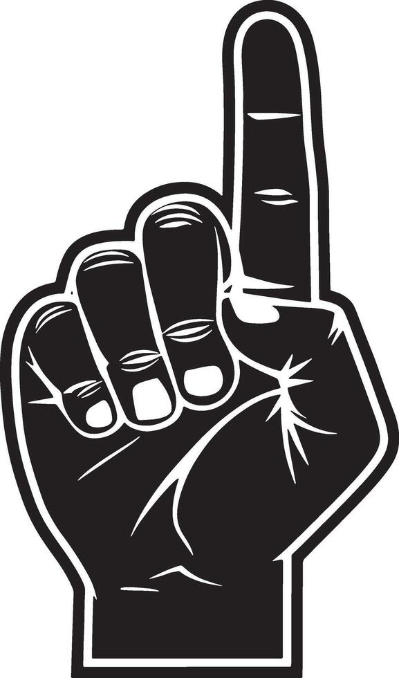 Hand gesture with index finger up monochrome clip art Flat illustration vector