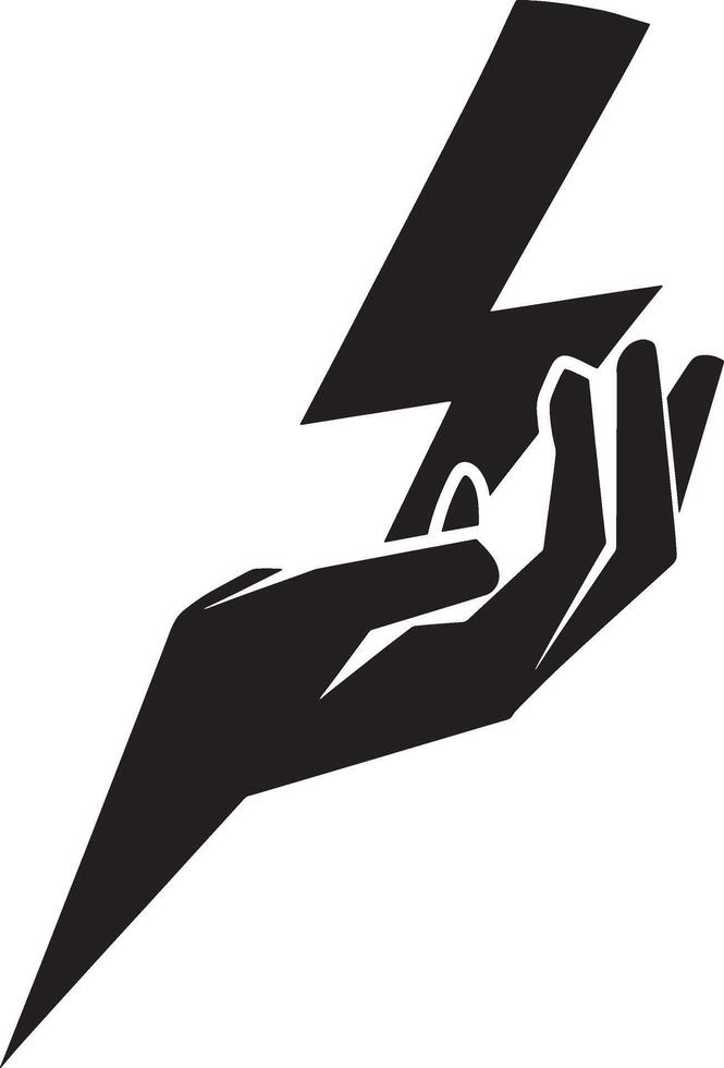 Hand with lighting bolt anger electricity and power symbol authority thunder sign vector
