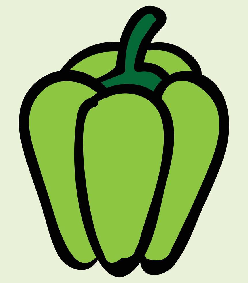 Bell pepper, abstracted pepper illustration, green bell pepper, suitable for poster and banner and design element, good for vegetable store logo and sign, can be used for educational content and menu vector