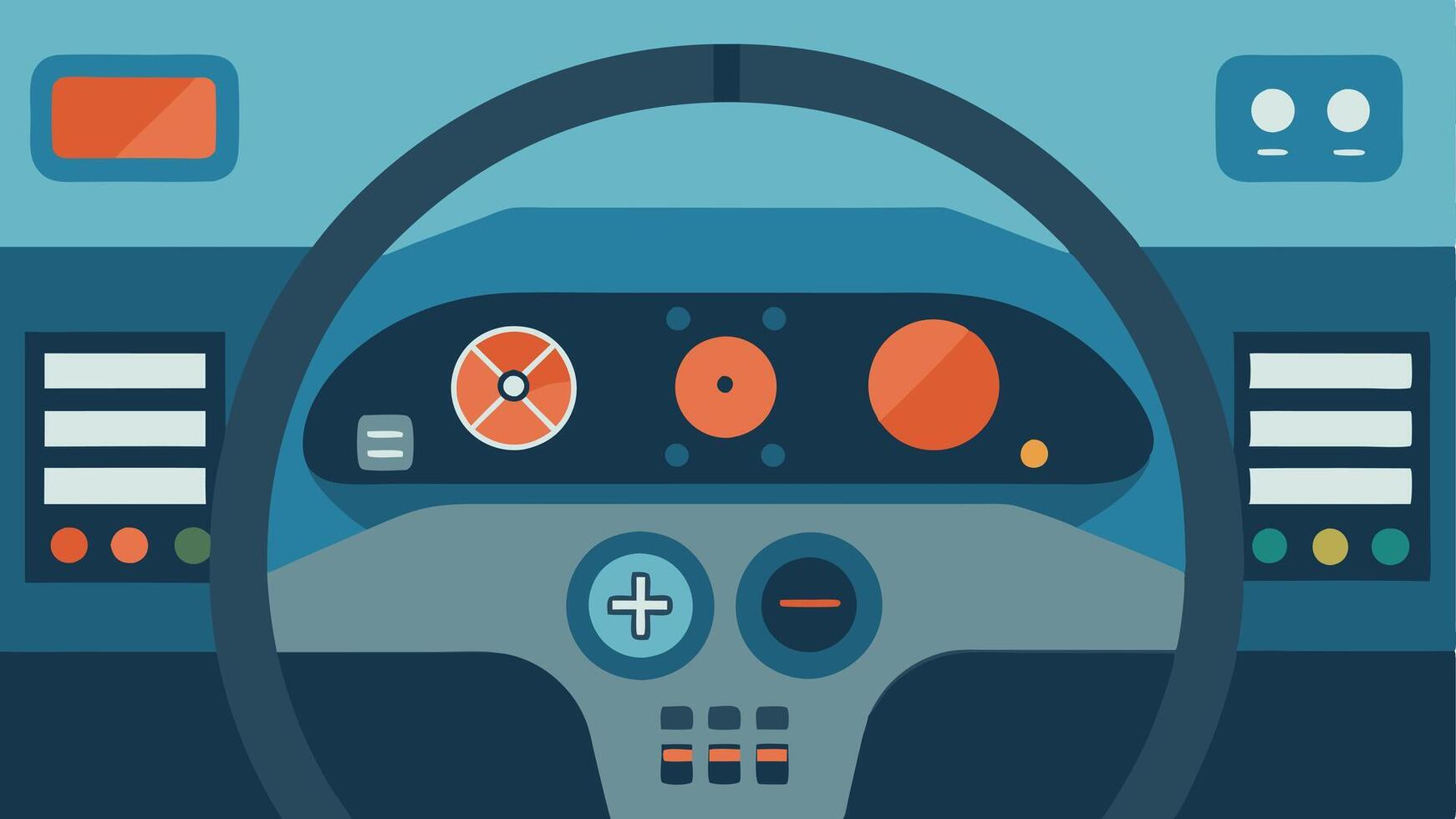 Modified Dashboard Controls A closeup view of a car dashboard with larger accessible buttons and levers for easier operation by drivers with limited dexterity.. vector