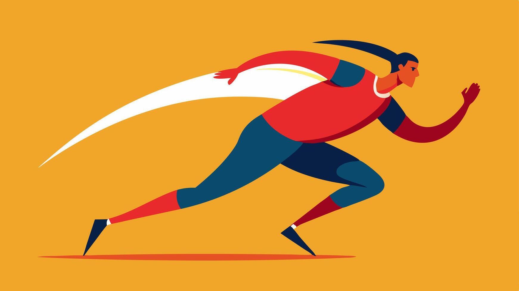 Running Blade A sprinter using a curved running blade sprinting on a track with a focused expression and the wind catching their athletic wear.. vector