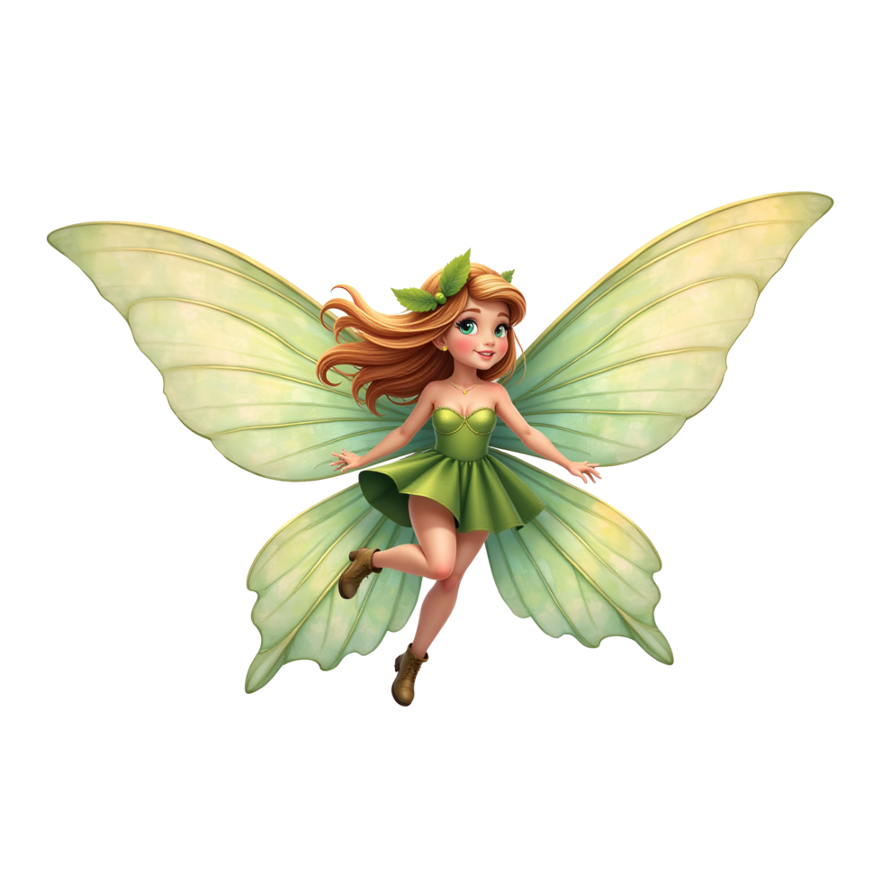Beutiful fairy in green dress clipart image png