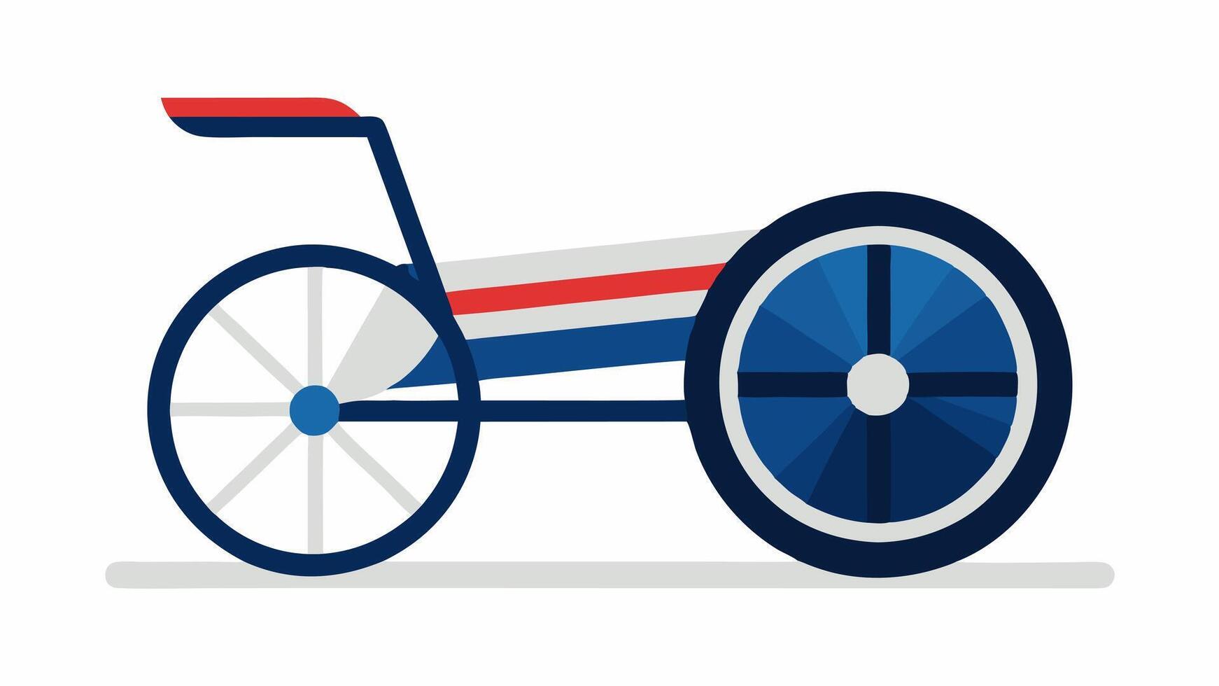 Sporty Racing Wheelchair A sleek aerodynamic wheelchair with racing stripes and a lightweight frame equipped with adjustable sports wheels for competitive activities.. vector