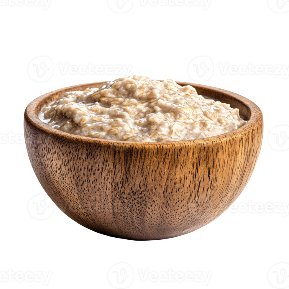 Nutritious Wheat Porridge in a Rustic Wooden Bowl png