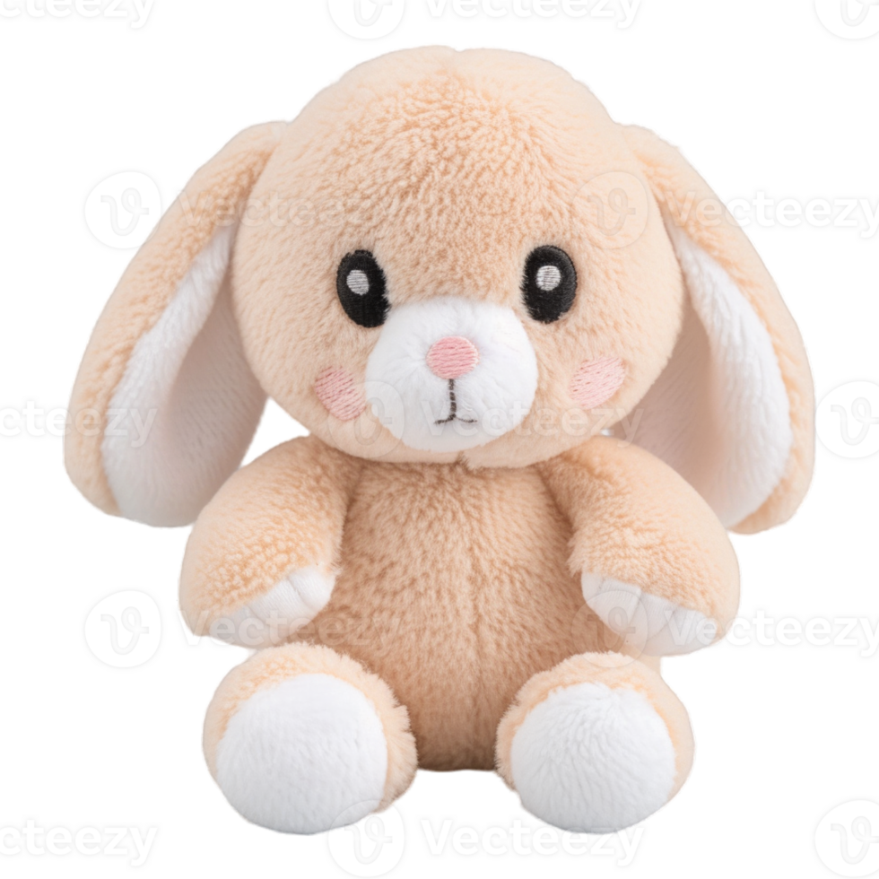 plush material beige and white rabbit toy png