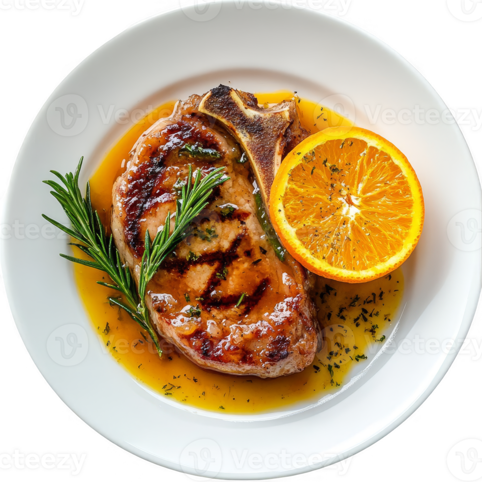 Flavorful Pork Chop in Tangy Orange Sauce transparent background png