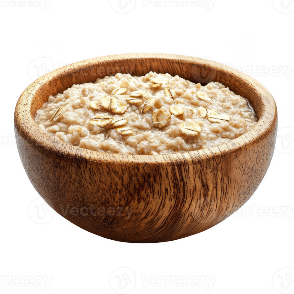 Wholesome Wheat Porridge in Wooden Bowl transparent background png