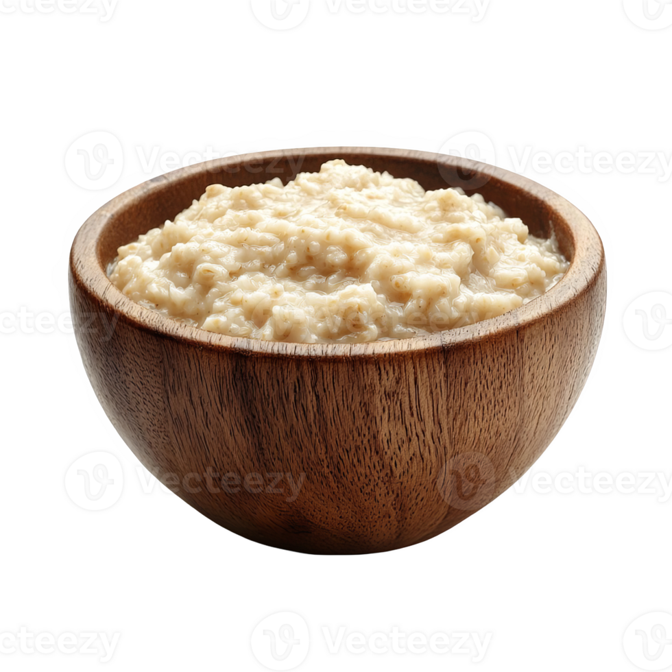 Hearty Wheat Porridge in Wooden Dish transparent background png