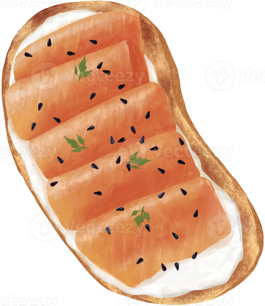 slice of salmon and bread png