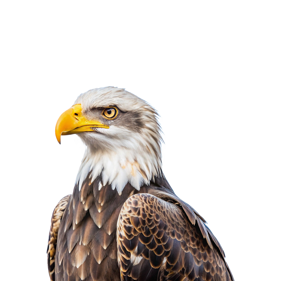 A bald eagle with a yellow beak png