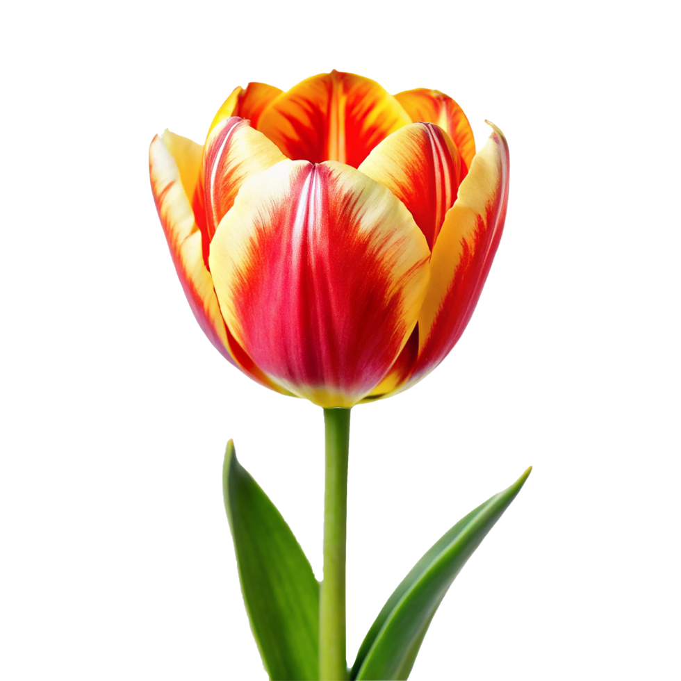A single red and yellow tulip is shown png