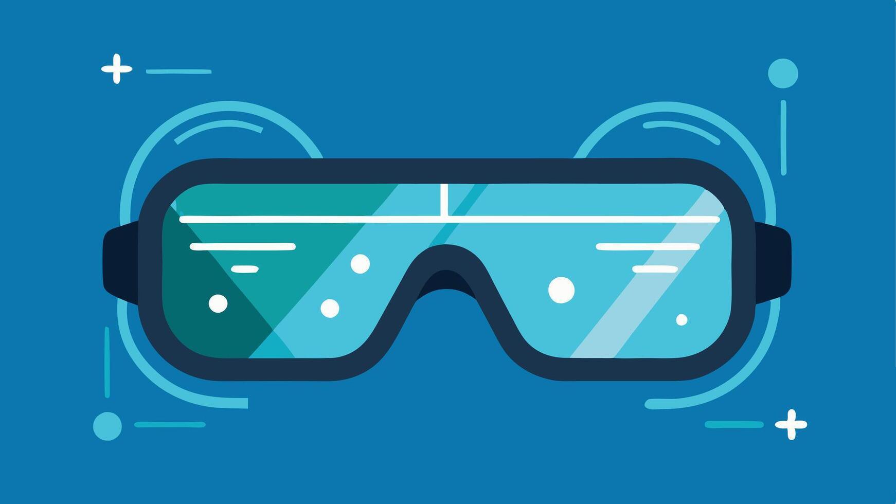Smart Glasses for Visual Enhancement A pair of glasses with augmented reality features showing text and navigation directions overlaying the real world for better orientation.. vector