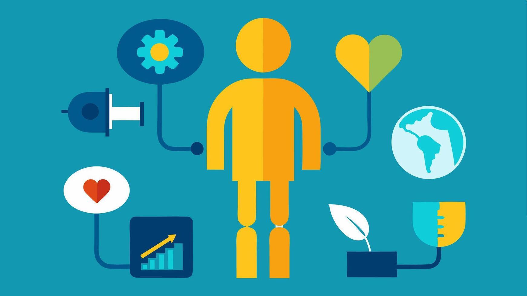 These descriptions are designed to convey the ideas of innovation inclusivity and active engagement in life through the use of prosthetics and bionic technology.. vector