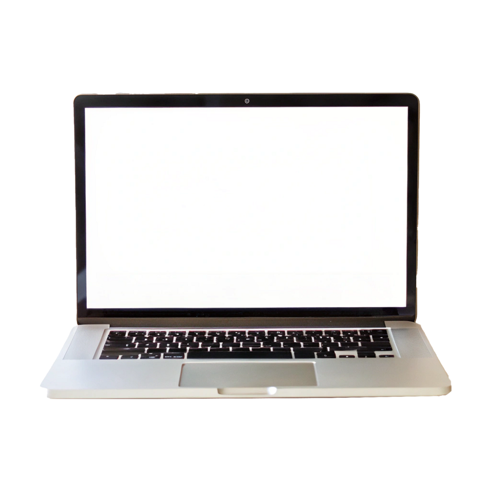 An open laptop computer with a blank screen png