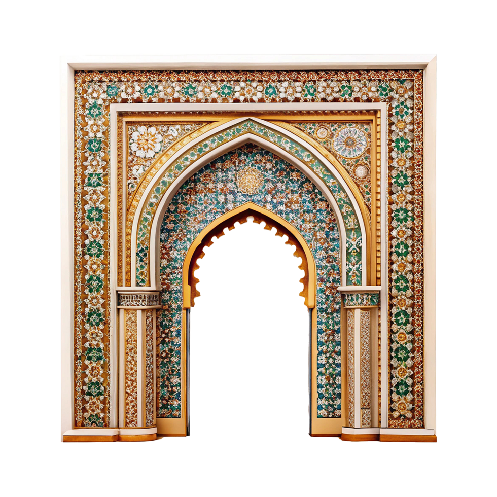 An ornate doorway with a colorful tile design png