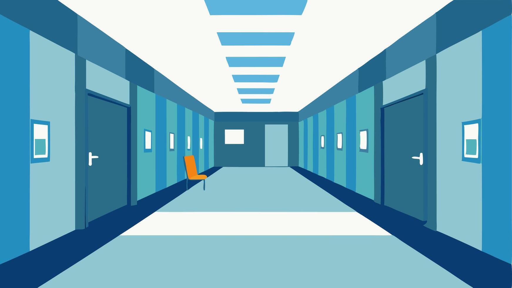 Wide Hallways An interior view of a building featuring wide hallways and clear signage allowing easy navigation for individuals with mobility devices.. vector