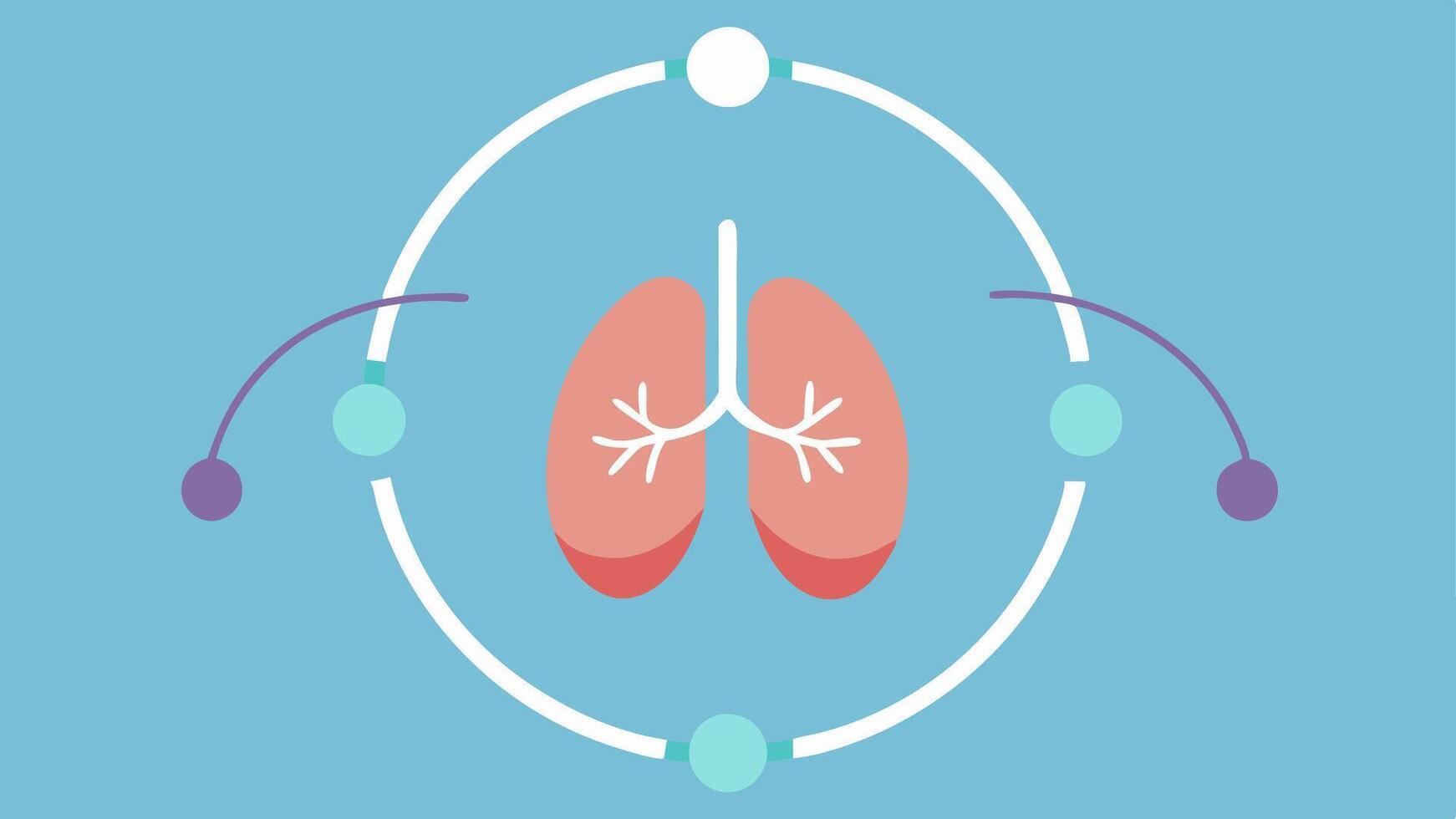 Interactive Breathing Exercise An animation of a expanding and contracting circle with a calming background. Icons of lungs and flow lines demonstrate guided breathing techniques. vector