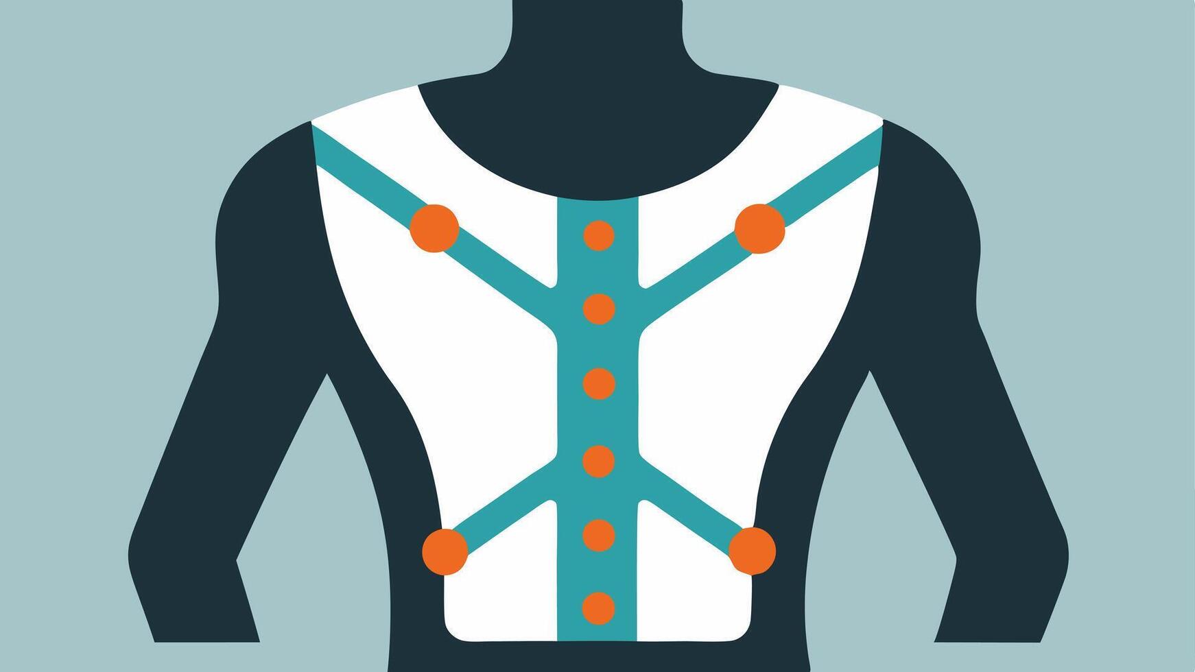 Wearable Posture Corrector A design of a lightweight posturecorrecting device worn on the back with indicators showing if the person is maintaining good posture.. vector