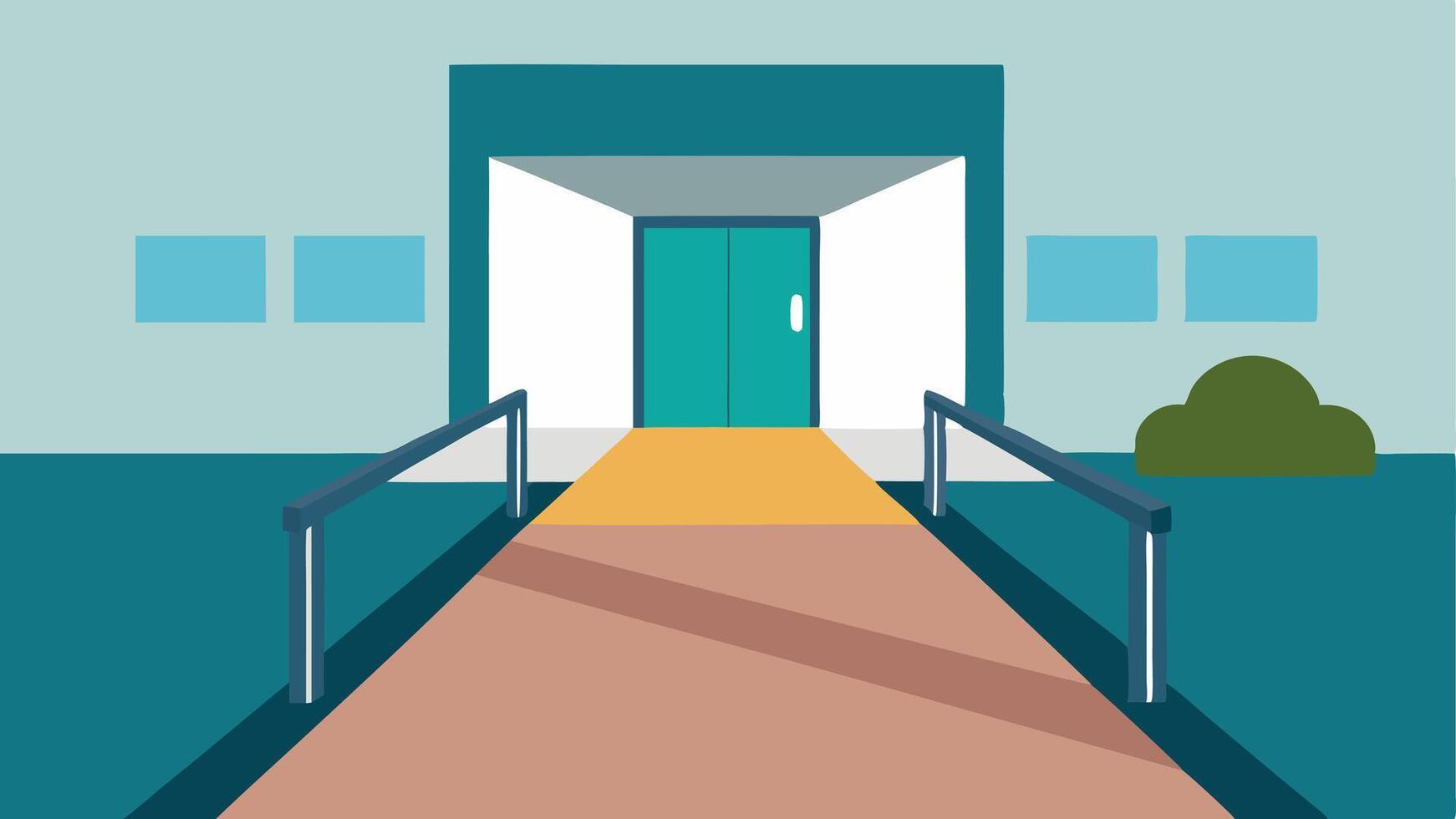 Walkway to Entrance An illustration showing a smooth wellmaintained walkway leading from an accessible parking space to the building entrance.. vector