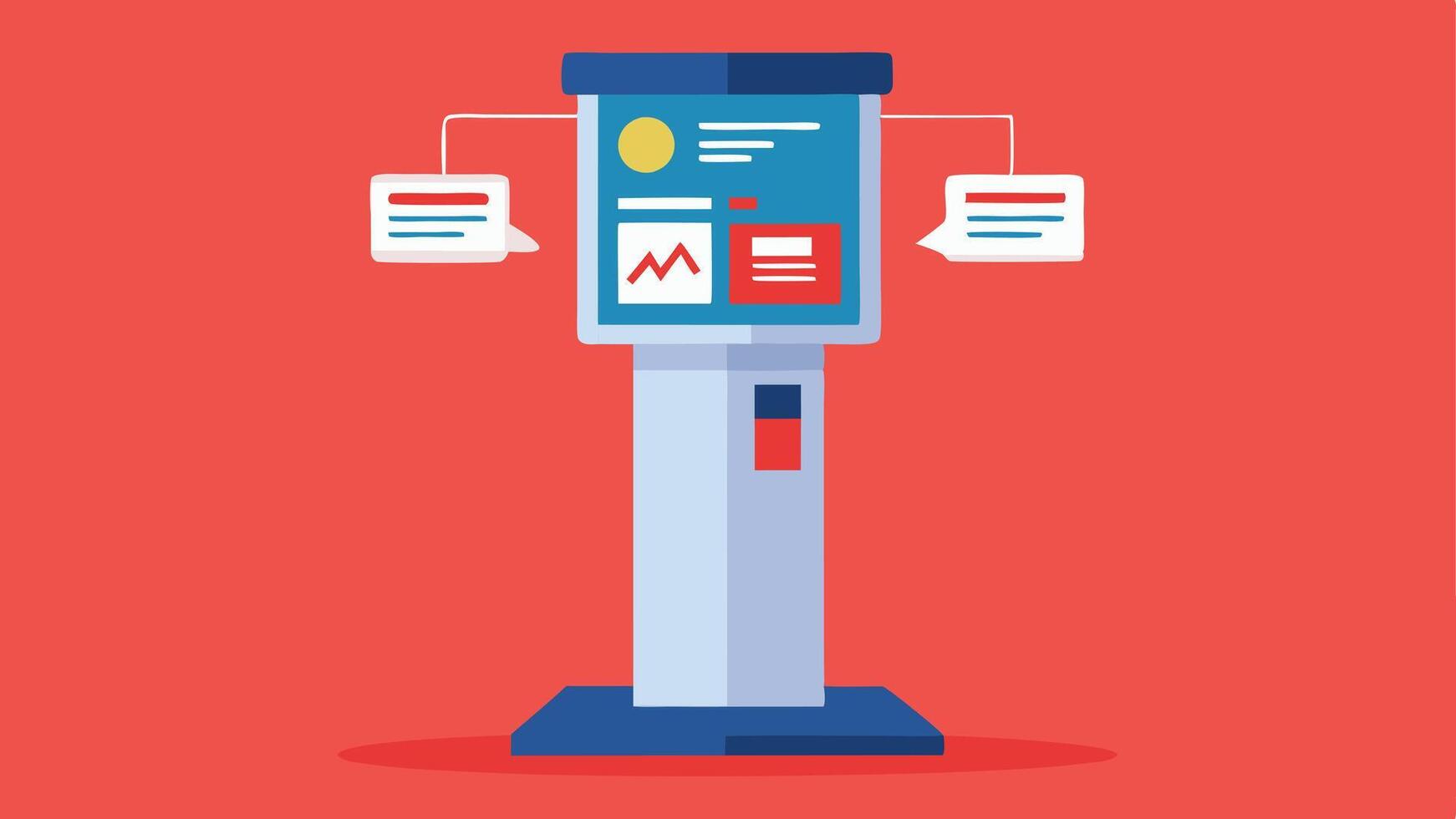 Visual Aids A depiction of an information kiosk designed with both visual aids like large print and audio output for easier navigation by all users.. vector