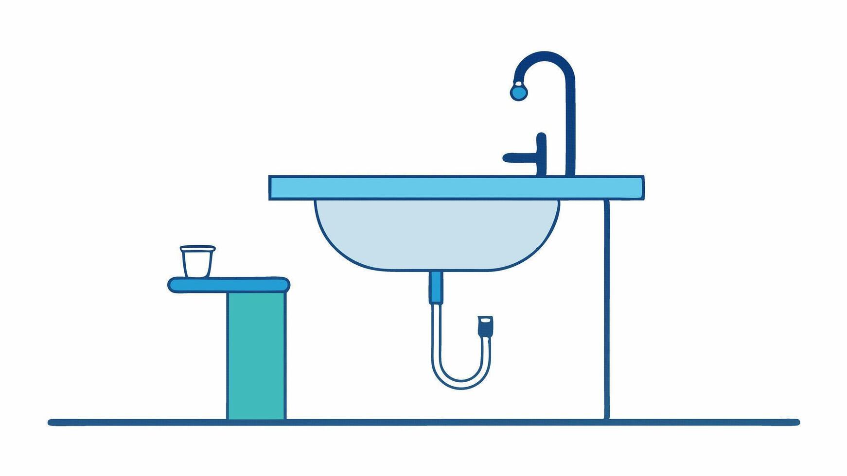 Sink Design A drawing of an accessible sink with a lower height featuring easytoreach faucets and ample space underneath for wheelchair access.. vector