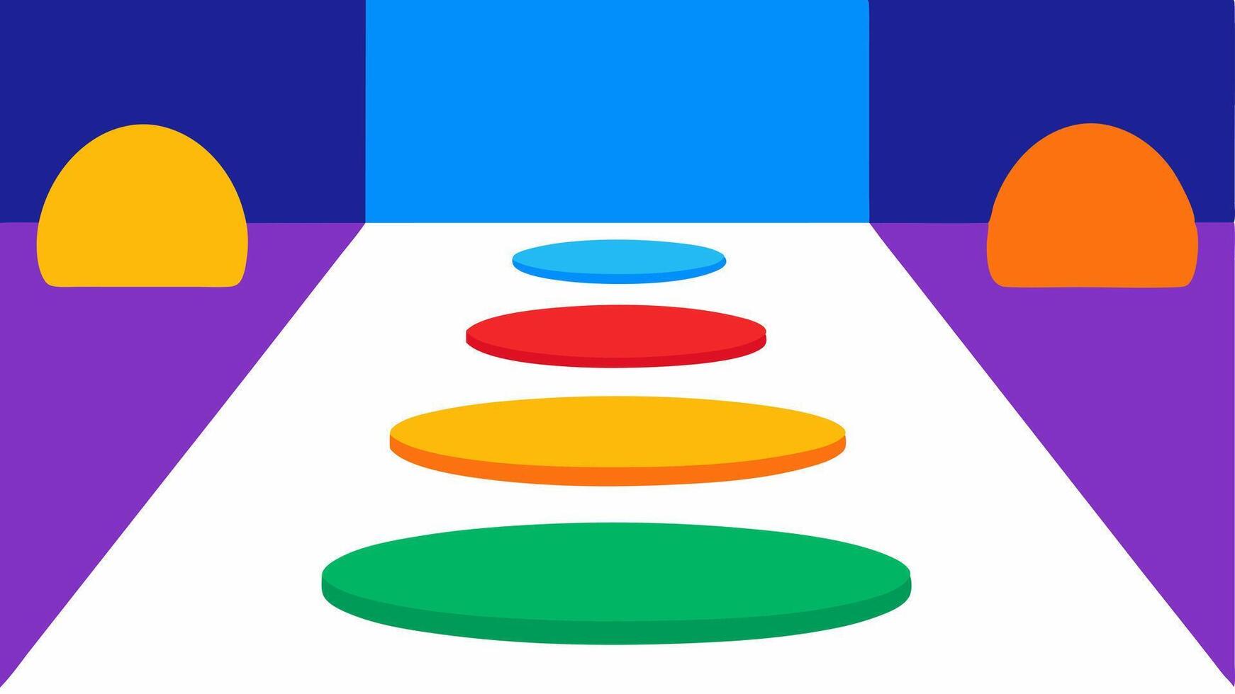 Sensory Pathway A floor design with colorful stepping stones leading to different sensory activities encouraging movement and sensory engagement.. vector