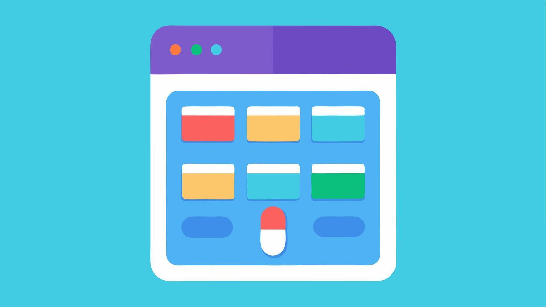 Visual Medication Organizer An image of a virtual pillbox within the app interface showcasing colorcoded sections for each day of the week highlighting medication schedules.. vector