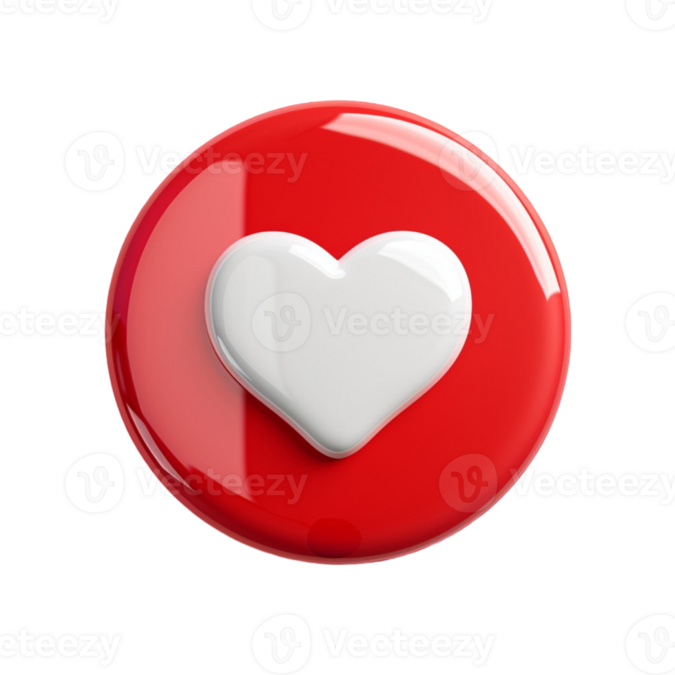 Red Circle Button with White Heart Icon on transparent background png