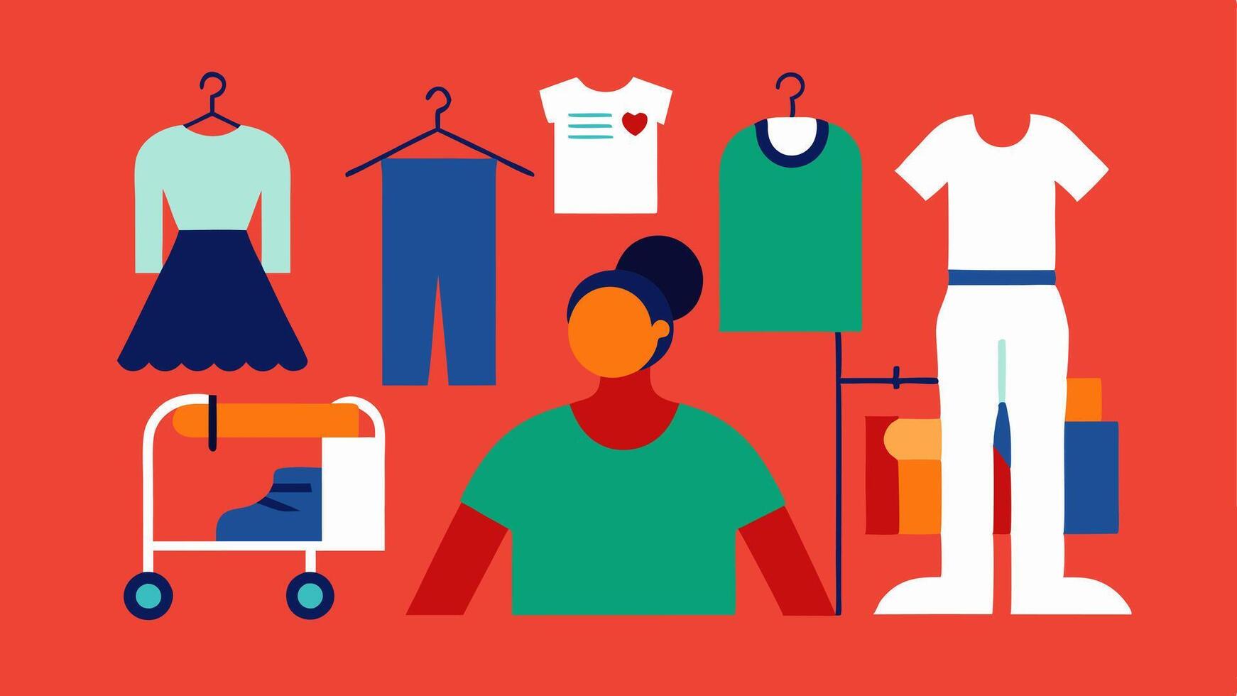 These illustrations can help visualize the concept of accessible fashion retail designed for all customers highlighting the importance of inclusivity in clothing and shopping. vector