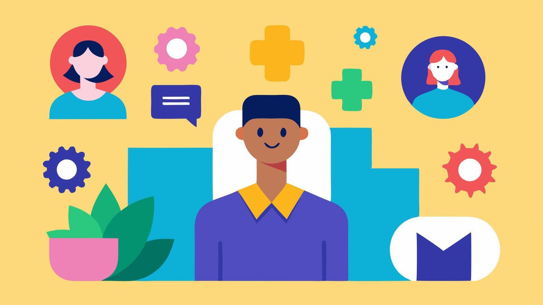 These descriptions can inspire illustrations that promote inclusivity in work and career development settings.. vector