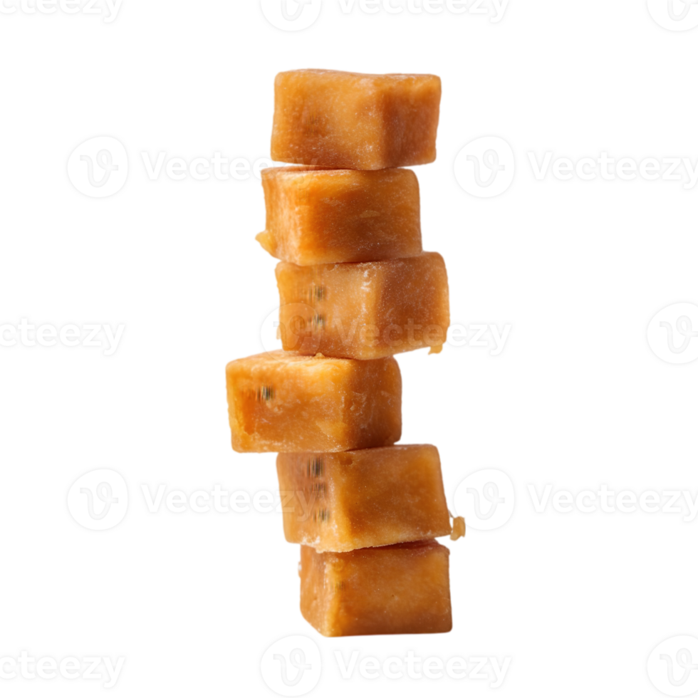 Stack of sugarcane hard molasses or jaggery Isolated on transparent background png