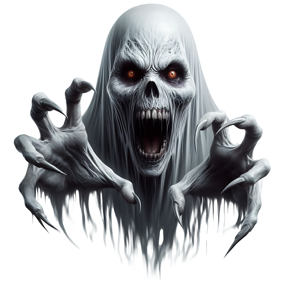 Realistic scary ghost face and hands for halloween or black friday festival png