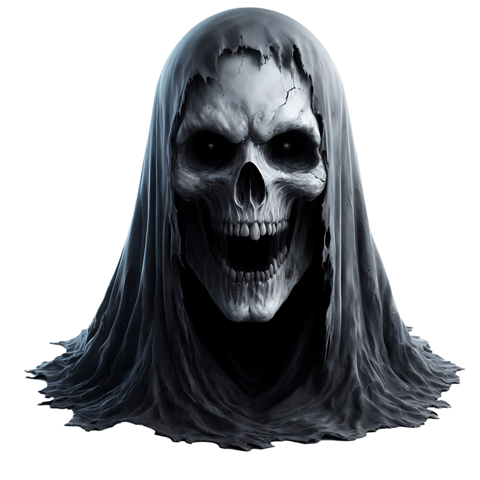 Realistic scary ghost skull face can be used as a design resource for t-shirts halloween or black friday festival png