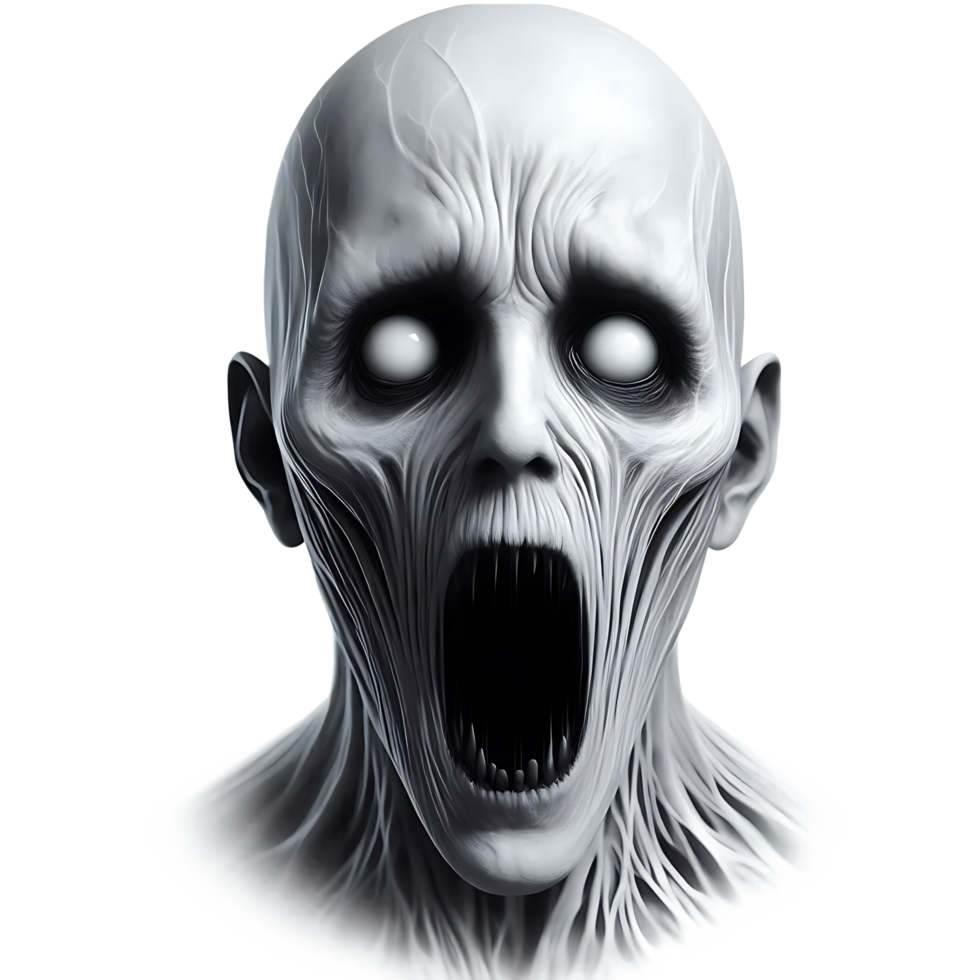 Realistic scary white eyes ghost faces can be used as a design resource for t-shirts halloween or black friday festival png