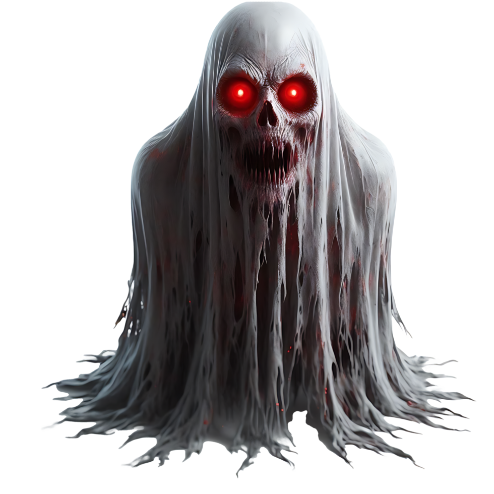 Realistic red eyes scary ghost is used as a design resource for t-shirts halloween or black friday festival png