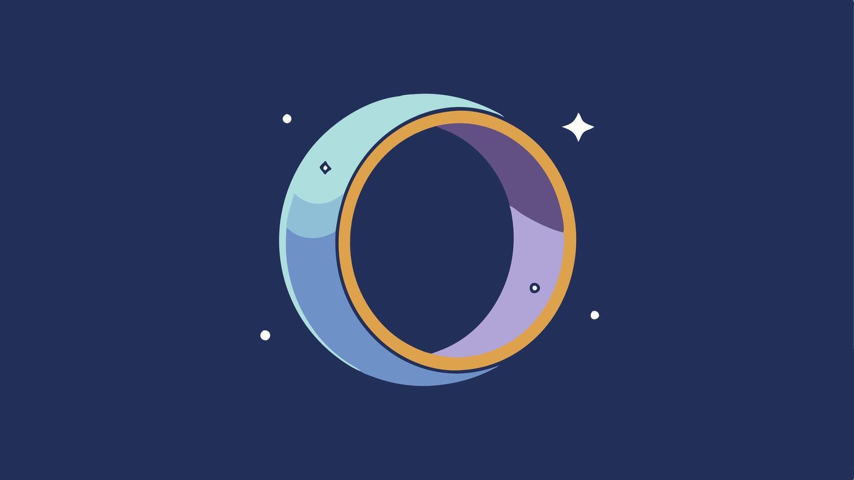 Sleep Pattern Ring A modern ring featuring a crescent moon and stars engraved on its surface with subtle lines indicating fluctuations in sleep patterns conveying the idea of. vector