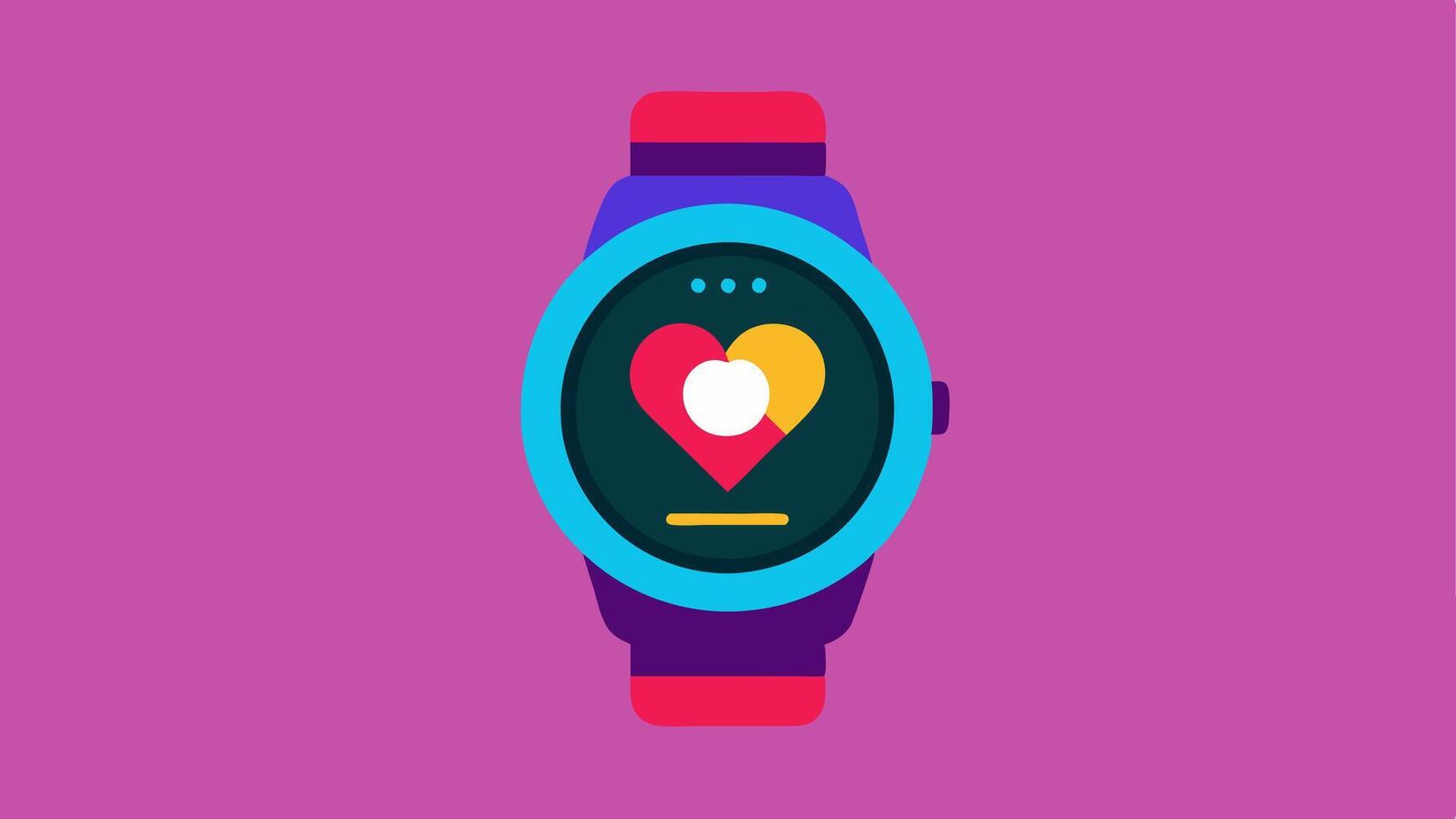 Smarch Hybrid A stylish smarch with a round face featuring heart rate readings step count and a vibrant color touchscreen along with a fitness tracking interface.. vector