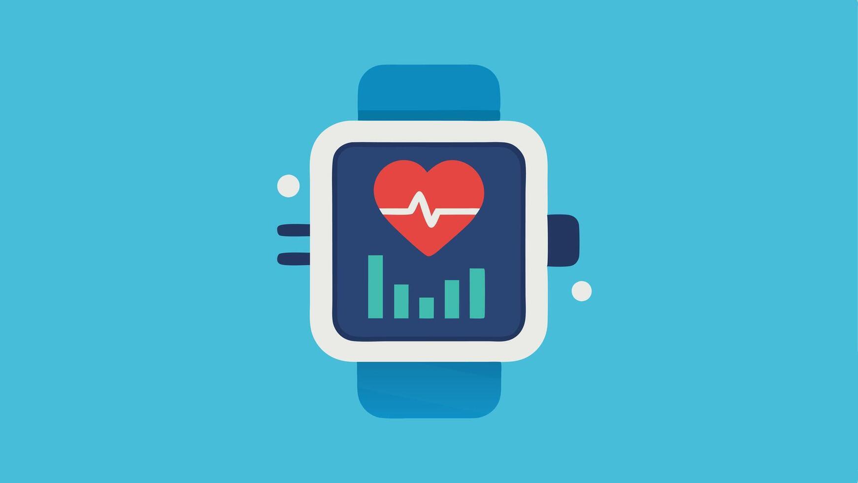 Smart Health Tech An illustration of a smarch displaying heart rate and activity levels symbolizing technological advancements in health monitoring.. vector