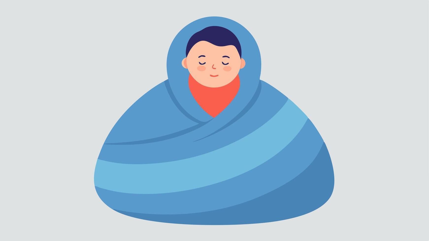 Thermotherapy Blanket A patient comfortably wrapped in a thermotherapy blanket designed to promote relaxation and body rejuvenation with soft textures illustrated.. vector