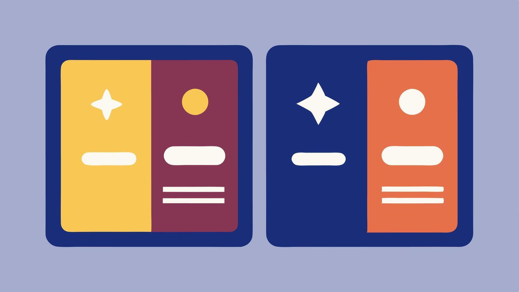 SidebySide Comparison Cards Two cards p next to each other. vector
