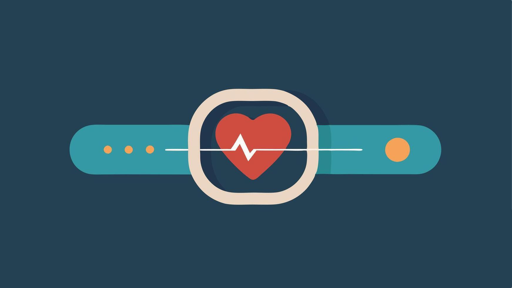 Wearable Device Closeup Closeup of a fitness tracker featuring a heart symbol with lines indicating continuous data flow and heartbeats.. vector