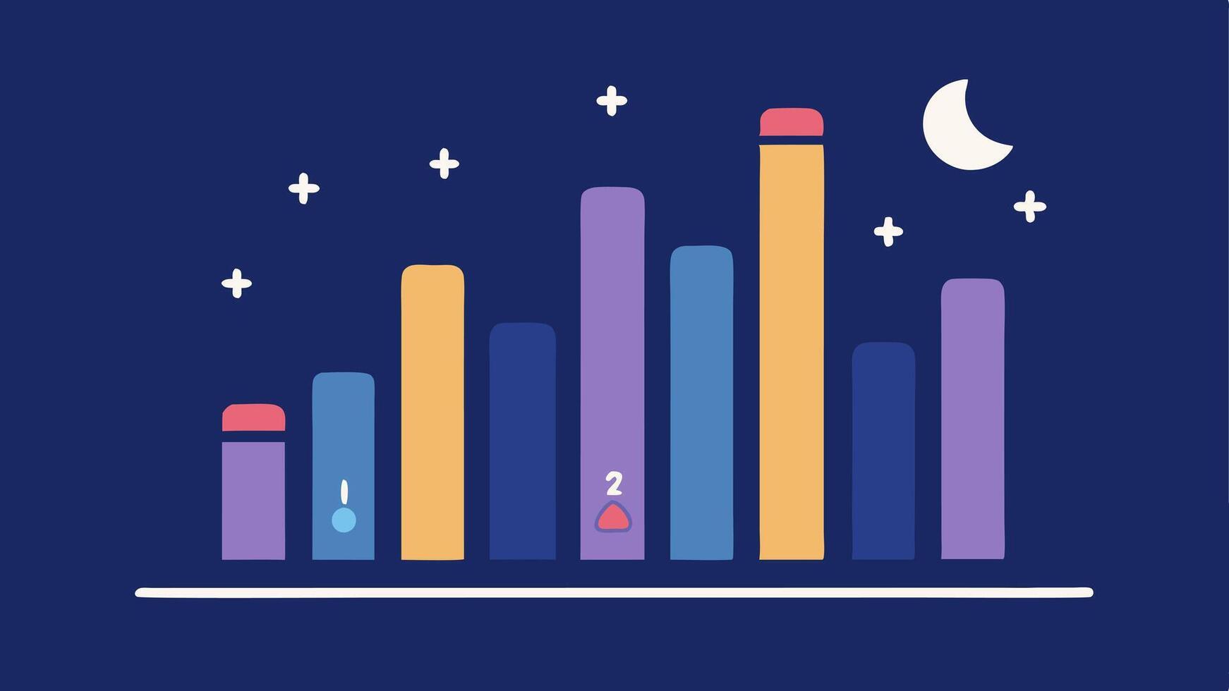 Sleep Tracking A section dedicated to sleep analysis featuring a simplified bar graph representing hours of sleep deep sleep and wake times.. vector