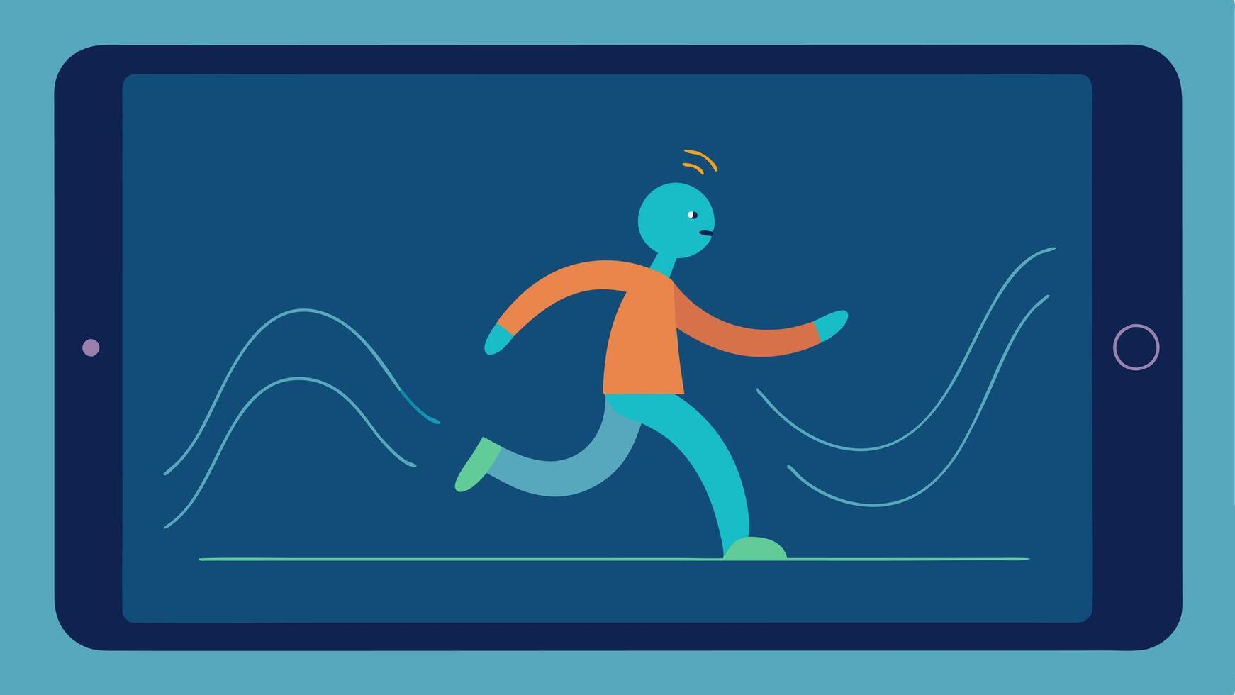 Progressing Scan Animation An animated illustration on a tablet where scanning progress is visually represented showing a wave moving from head to toe on a simplified body outline.. vector